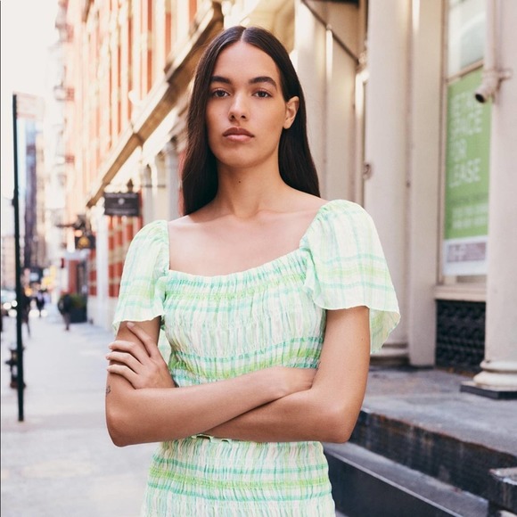 ZARA PRINTED TOP WITH ELASTIC DETAIL - Picture 2 of 5